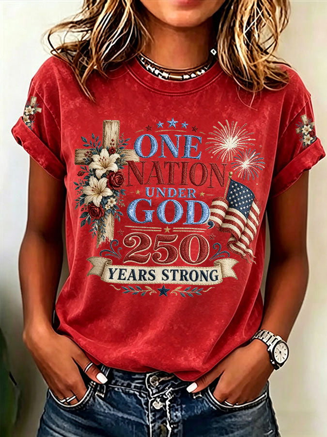 Women'S  America Flag Printed Casual T-Shirt