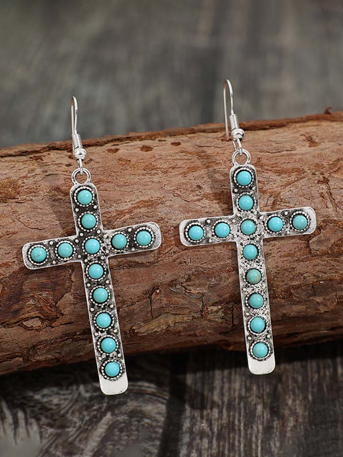 Female Turquoise Cross Earrings