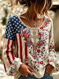 Women'S 250 Years Retro Floral  Faith Print  Top