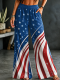 Ladies' Flag Floral Printed Casual Loose Pants