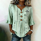 Women'S V-Neck Half Sleeved Shirt Printed Top