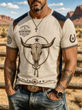 Men'S Rooted In Faith Western Bull Skull T-Shirt