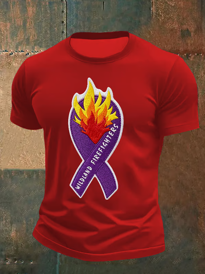 Mountain Cross In Memory Of The Fallen Short Sleeve Tee With Sleeve Cross Print