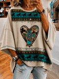 Omen'S Retro Western Style Faith Printed Loose Top