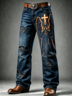 Men's Faith Printed Casual Jeans