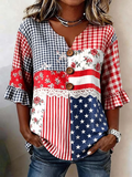 Women's casual patriotic printed top