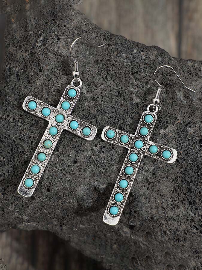 Female Turquoise Cross Earrings