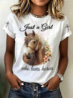 Women'S Western Style Animal Round Neck T-Shirt