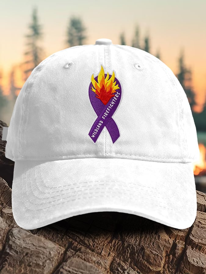 Retro Wildland Firefighters Utah Colorado Wildfires Praying For The Firefighters Purple Ribbon Print Baseball Cap