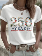 Women's 250 American Embroidered Pattern T-shirt