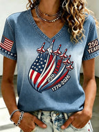Women's Casual USA 250th Celebration Print Short Sleeve T-shirt