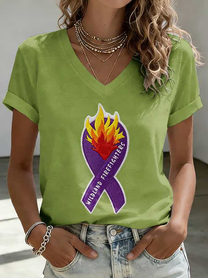 Wilderness Eagle Cross Faith Through The Fire V Neck Short Sleeve Vintage T-Shirt