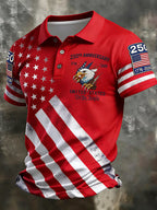 Men'S Independence Day 250Th Anniversary Printed Polo Shirt Short Sleeve
