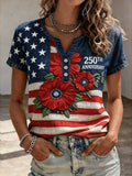Women'S 250Th Anniversary American Art Printed Casual T-Shirt