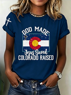 Women'S Casual COLORADO STRONG Mountain Fire Printed Round Neck Casual Short Sleeved T-Shirt