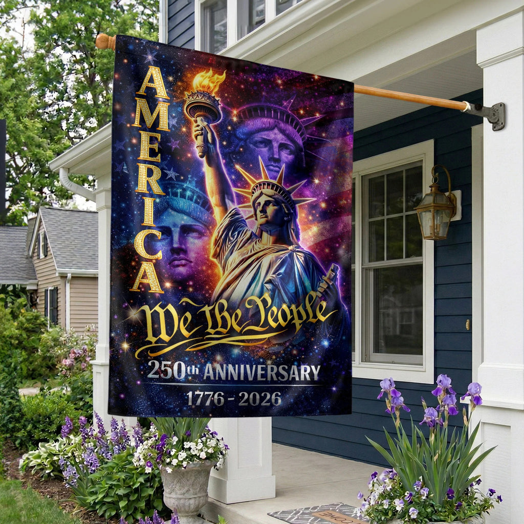 America 250Th Anniversary House Flag - Statue Of Liberty _We The Peopl
