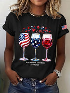 Women'S  America Flag Printed Casual T-Shirt