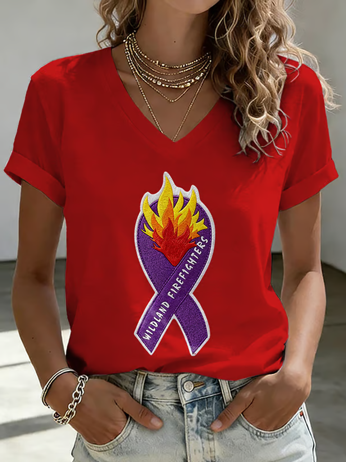 Wilderness Eagle Cross Faith Through The Fire V Neck Short Sleeve Vintage T-Shirt