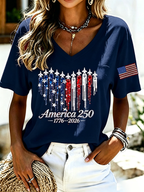 Women's Casual 250th Anniversary Independence Day Printed T-shirt