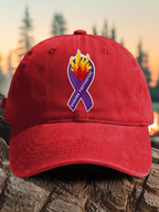 Retro Wildland Firefighters Utah Colorado Wildfires Praying For The Firefighters Purple Ribbon Print Baseball Cap