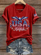 Women's 250th Anniversary Freedom Print V-Neck T-Shirt