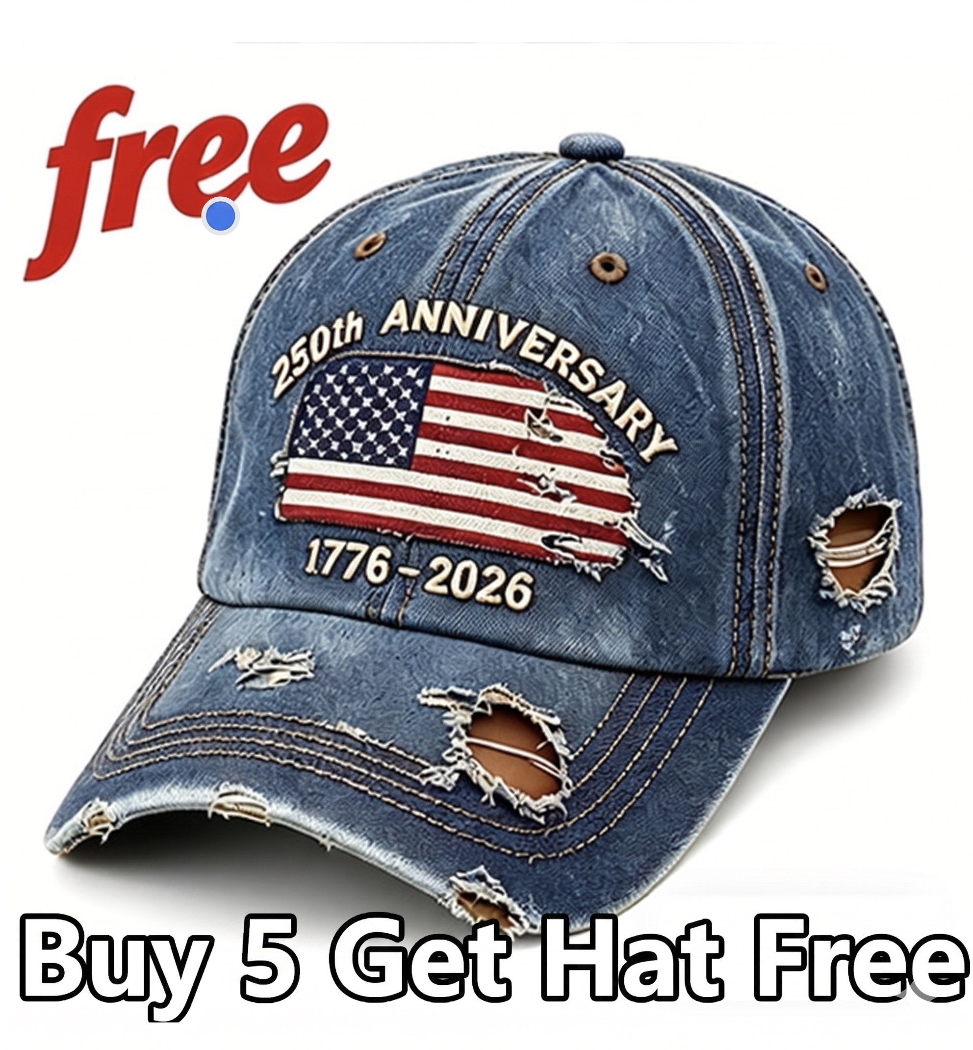 🏆Hand-Embroidered Artisan Cap💖US 250th Anniversary Casual Hat