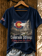 Women'S Colorado Strong: Rising From The Ashesn Printed T-Shirt  V-Neck T-Shirt
