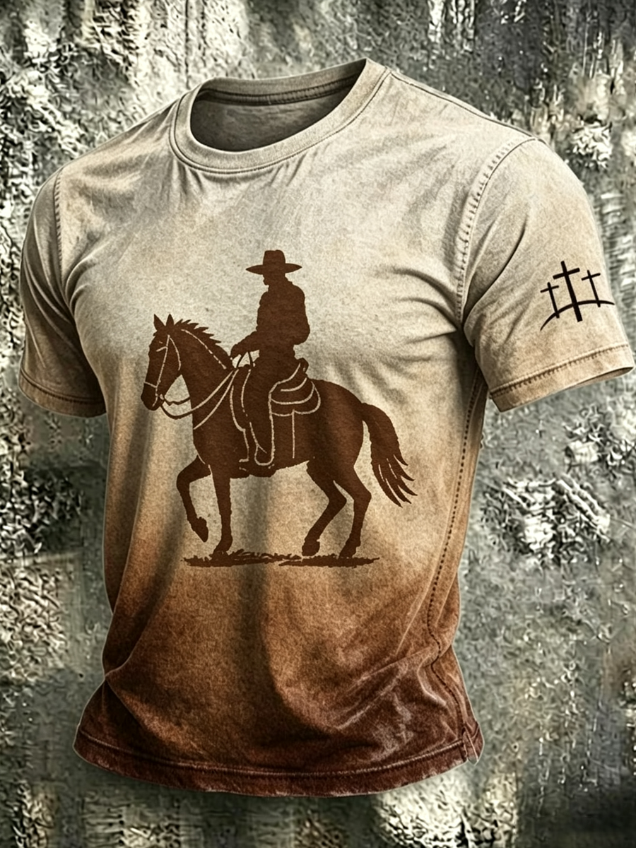 Men's  Western-Style Printed Short-Sleeve T-Shirt