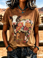 Women's Western style round neck T-shirt