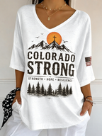 Colorado Strong Sunset Mountain Cross American Flag Gradient Top