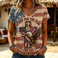 Women's Retro American Anniversary Art Short Sleeve Top