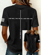 Women'S Casual Faith Printed Cross Short Sleeved T-Shirt