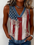 Women's Flag  Print Sleeveless Top