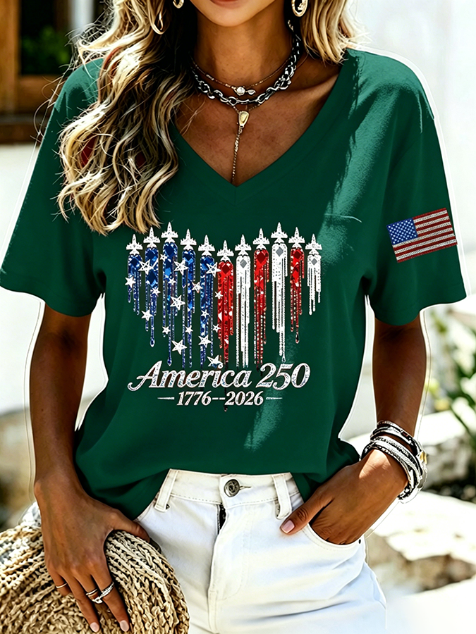 Women's Casual 250th Anniversary Independence Day Printed T-shirt