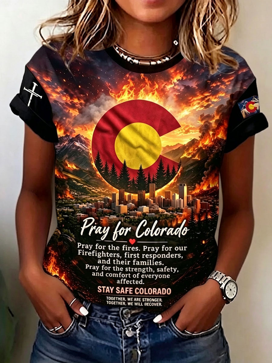 Women'S Colorado Strong Vintage Colorado Flag Mountain Forest T-Shirt