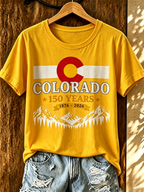 Women's Colorado Strong Cotton And Linen Round Neck Top