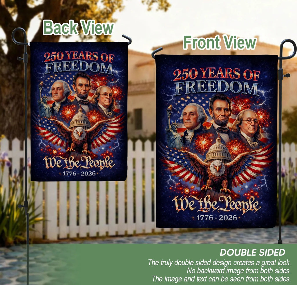 America 250 Years Of Freedom 1776–2026 House Flag – Founders Washingto