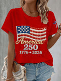 Women'S America Flag Printed Casual T-Shirt