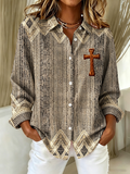 Women's Faith Art Print Linen Top