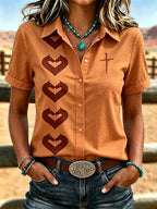 Women's Retro Western Faith Printed Casual Shirt