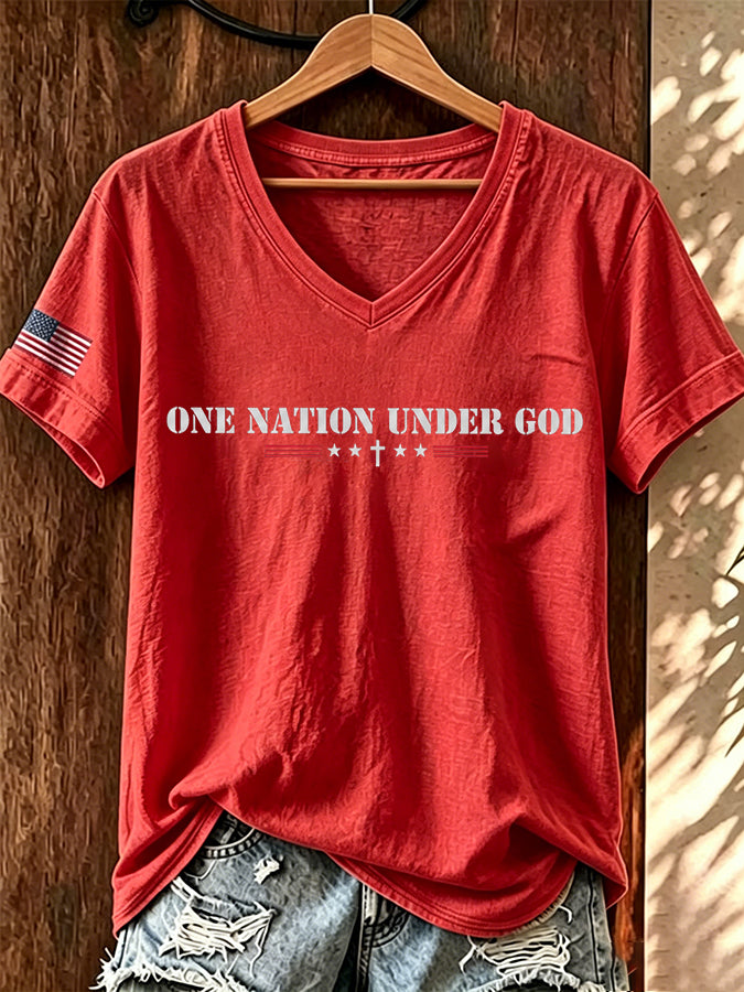 Women's “ONE NATION UNDER GOD” Printed T-shirt