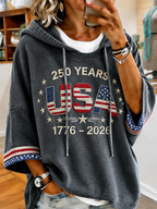Women's USA 250th Anniversary 1776-2026 Embroidered Washed Hoodie