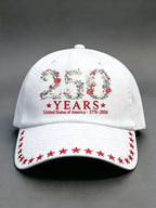 Unisex 250th Anniversary America 1776-2026 Flower Art Print Casual Hat