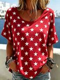Women'S  America Flag Printed Casual T-Shirt