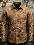 Men's Western-style Ethnic Print Long-Sleeved Shirt