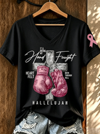 Pink Series Breast Cancer Public Welfare Slogan Printed Women'S Top