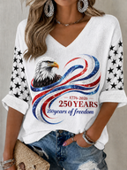 Women'S Retro Flag Art Printed Casual T-Shirt