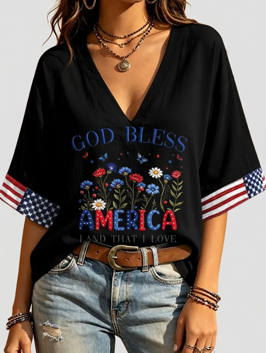 Women'S Retro Independence Day Flower Flag