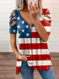 Women's Retro American Flag Print Casual Top