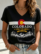 Women's Colorado Strong Cotton And Linen V Neck Top